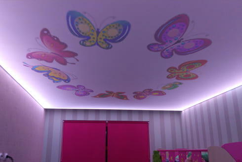 Сатиновые натяжные потолки с рисунком