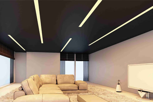 Натяжной потолок черный сатин