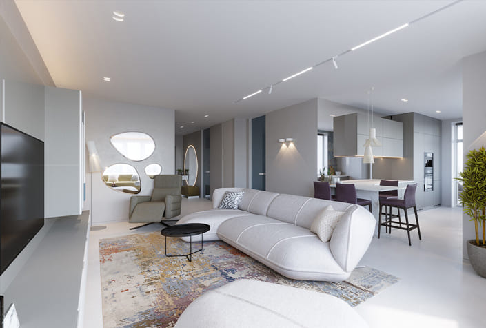 Сатиновый потолок в интерьере