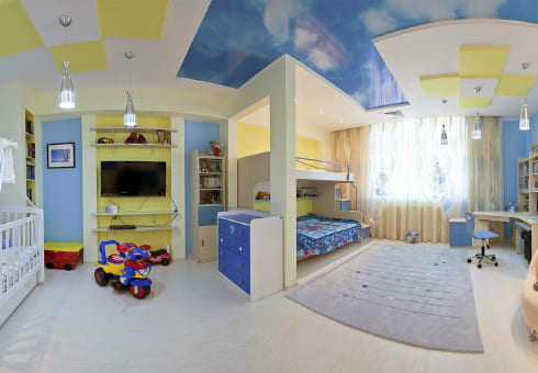 Натяжные потолки комбинированные